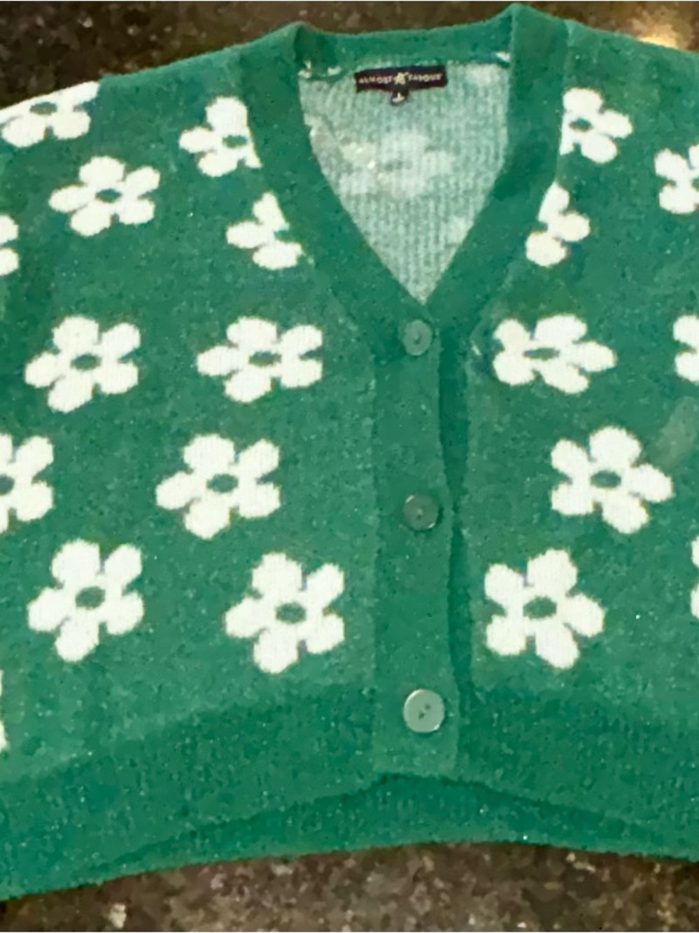Almost Famous Green Cropped Floral Button Cardigan